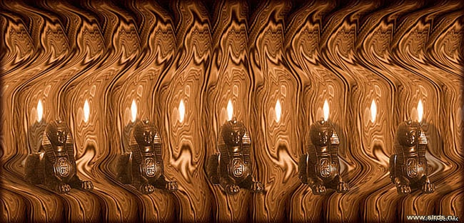Стереограмма: Сфинксы на очень красивом вогнутом рельефе